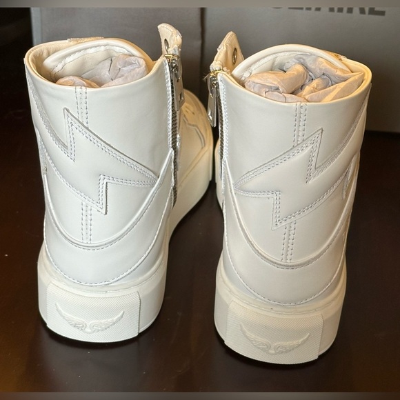 NIB Zadig & Voltaire HIGH FLASH CHUNKY SMOOTH Platform High-top 37 Blanc White 6 - Picture 10 of 12